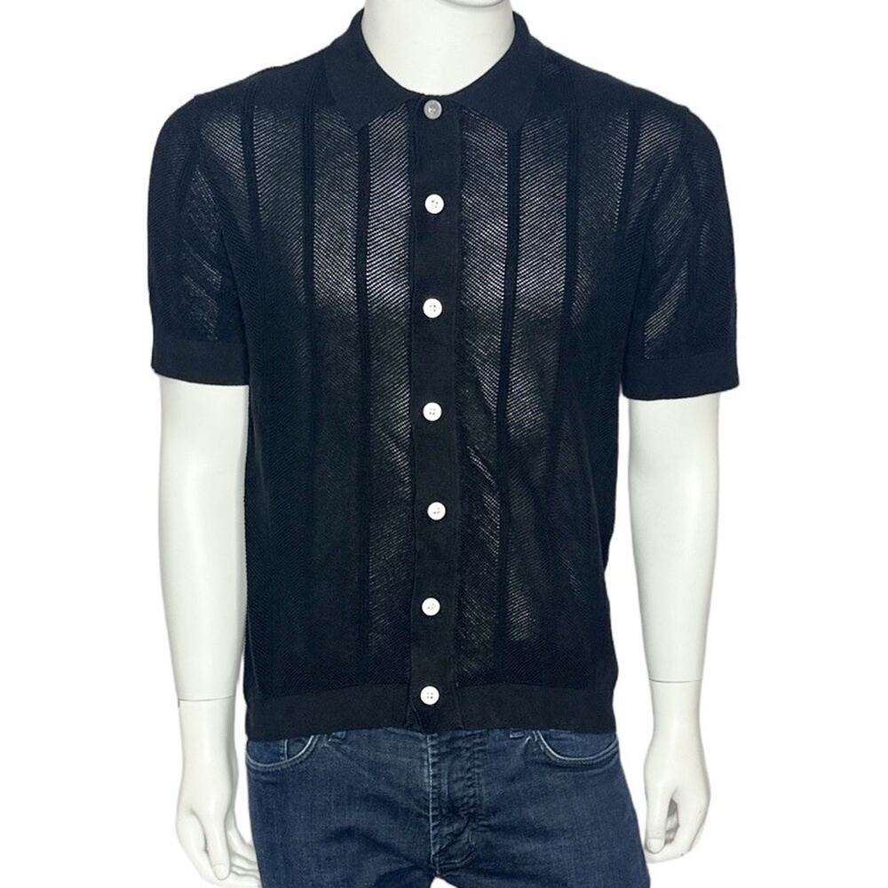 Wesc S/S POLO BUTTON FRONT SWEATER PEARL BUTTONS Unisex Men's Size MEDIUM‎ NWT